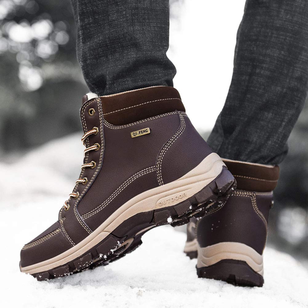 Paño Grueso Y Suave De Alta Tapa De La Nieve Botas, Nueva Manera Simple Y Zapatos Deportivos Al Aire Libre En Invierno, Zapatos De Algodón Antideslizante Para Senderismo Y Senderismo,Brown b,41