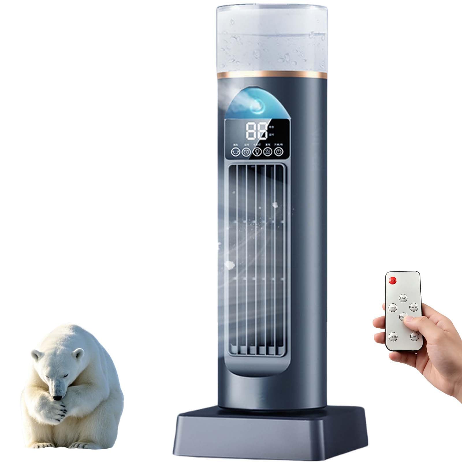 Przenośny wentylator chłodzący wodą, chłodnica powietrza wyparnego z pilotem i zbiornikiem 230 ml, cichy, 6 prędkości i 6-godzinny timer, wentylator kolumnowy do