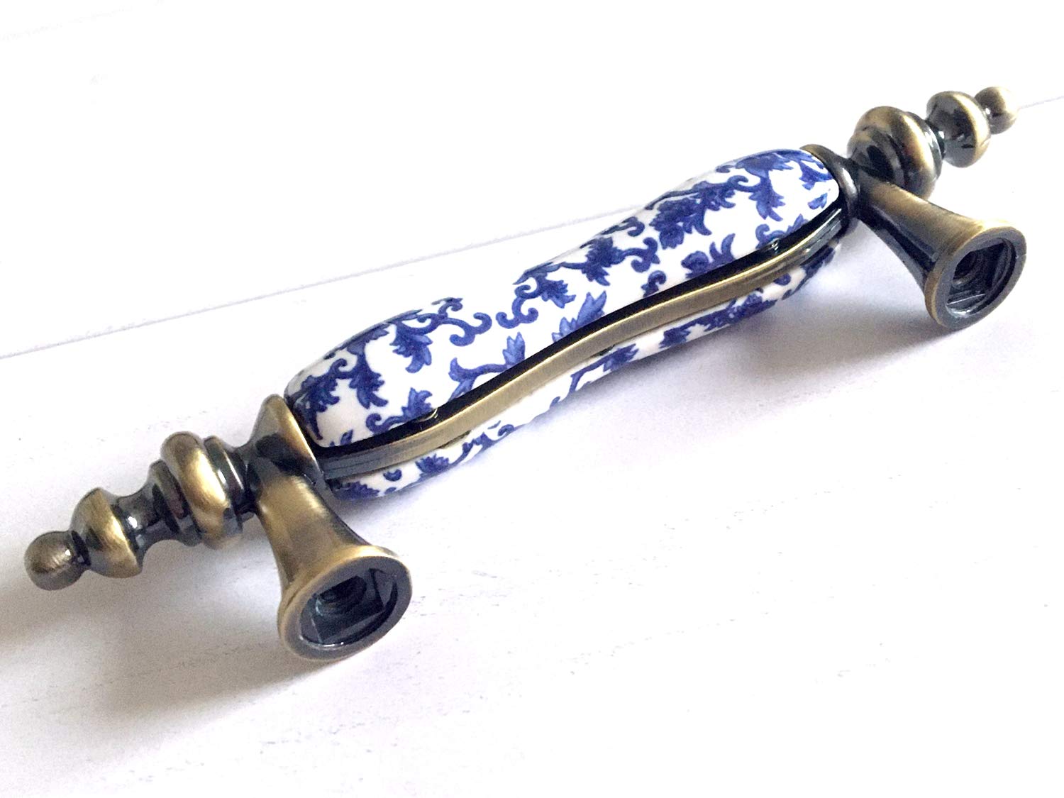 Blueish Gray Ceramic Cabinet Knobs - 1.5 Inch Porcelain Drawer Pulls With Zinc Alloy