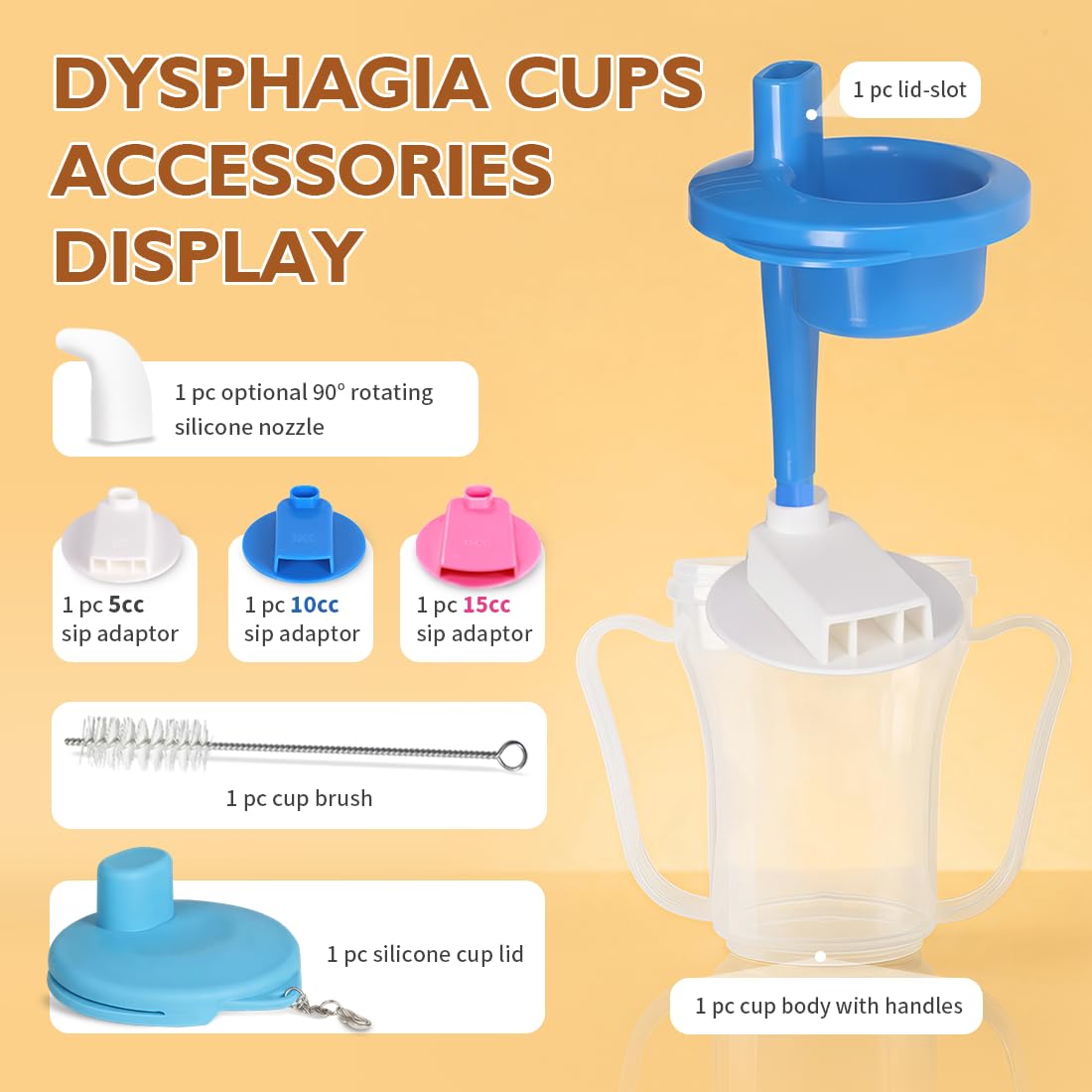 Vaso regulador de disfagia para personas que traguen y trastornos, dispensa 5 cc o 10 cc de líquido cada vez, no se utiliza espesante, evita asfixia cuando sufre disfagia (azul 1 unidad)