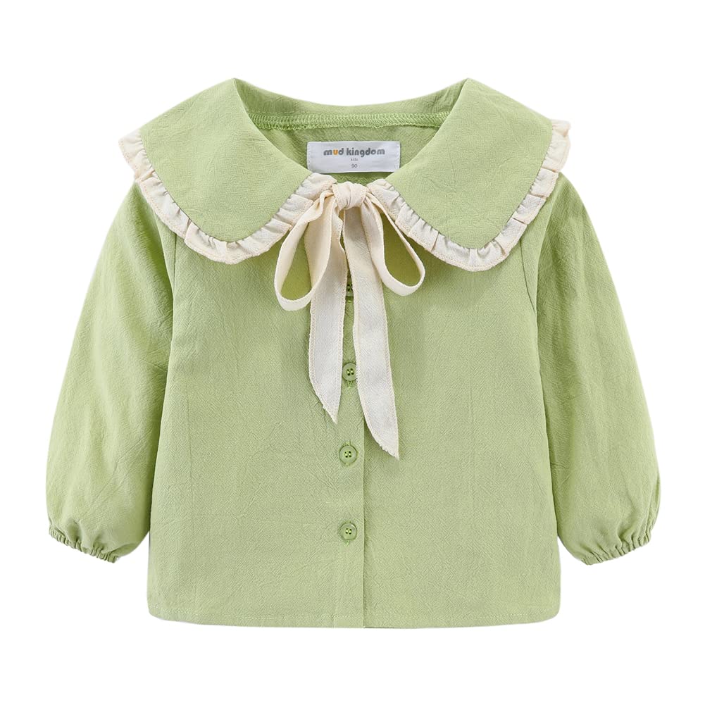 Mud Kingdom Girls Blouse Shirts Spring Fall Long Sleeve Button-Down Top Ruffle Collar