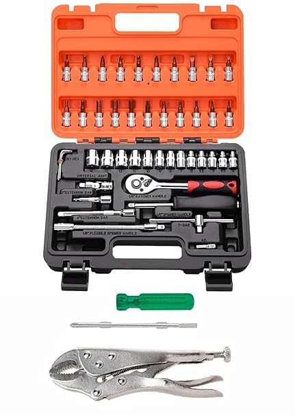 Digital Craft Multifunction Hand Tool Kit Car Ratchet Wrench Assembly Tool Household Repair Tools Automotive Set 46PC Socket Set,10