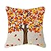 Happy autumn Fall Big tree Maple Leaf bicycle Throw Pillow Cover Cushion Case Cotton Linen Material Decorative 18 "x18'' Square (18''x18'', 5)