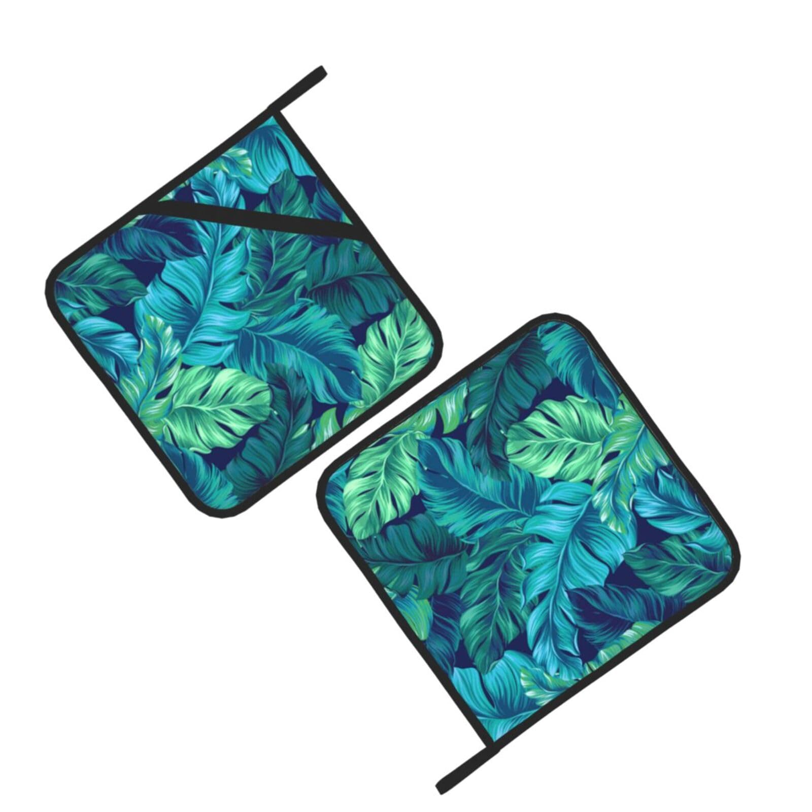 Tropical Palm Leaves Printed Oven Pot Holders Set of 2 Pcs Heat Resistant Kitchen Microwave Potholders for Cooking Baking Grilling