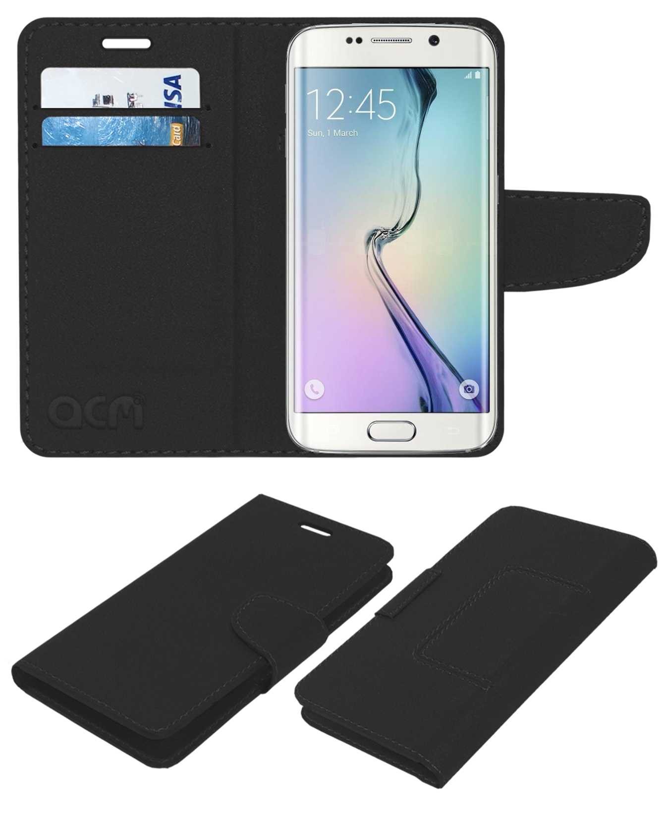 ACM Leather Flip Flap Wallet Case Compatible with Puncher UK 7 Smart Mobile Cover Black