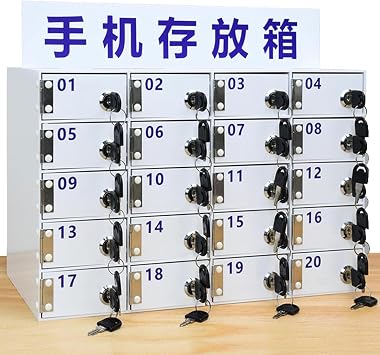 Cell Phone Locker Box, Acrylic Mobile Phones Storage Cabinet with Door Locks and Keys, Wall-Mounted Mobile Phone Safe Deposit Box for Office School Classroom Factory,30Grids