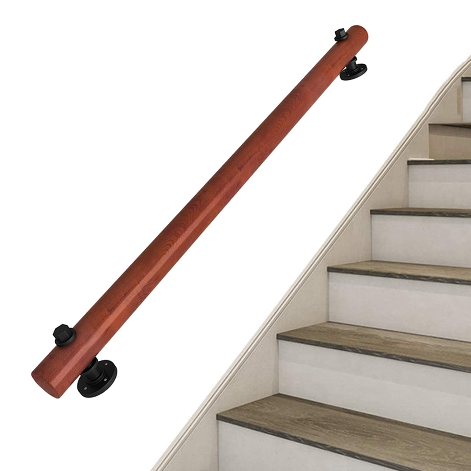 Kit de rampe d'escalier en bois mural avec support de fixation