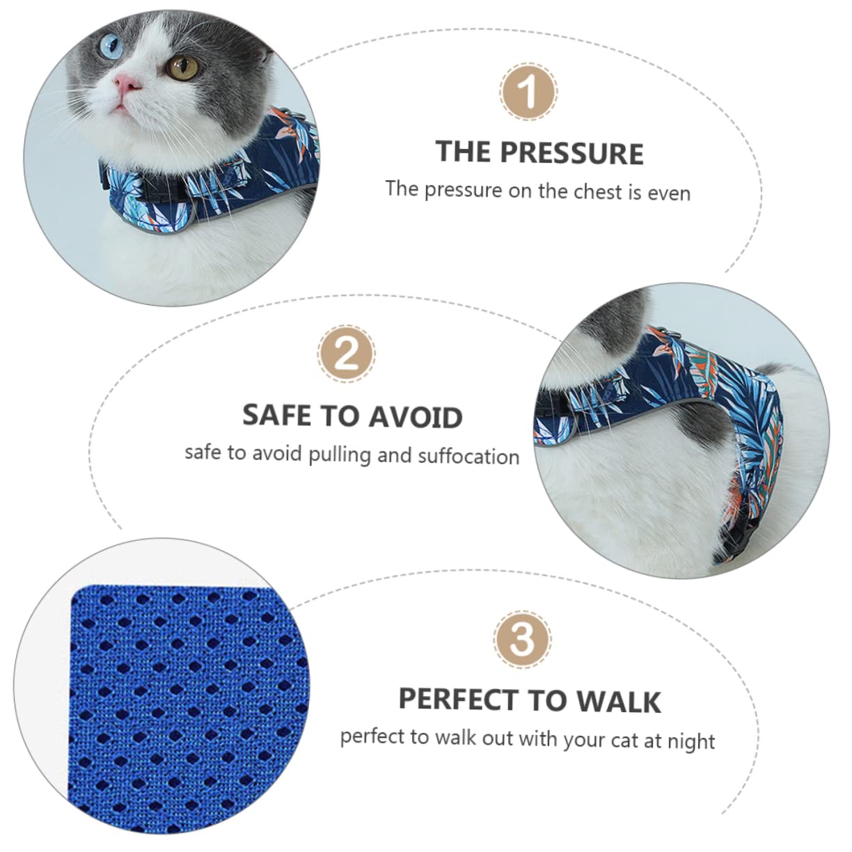 Happyyami 3sätze Reflektierendes Atmungsaktives Mesh Katzen Geschirr Mit Leine Einstellbares Brustgeschirr Für Katzen Für Und Nachtaktivitäten