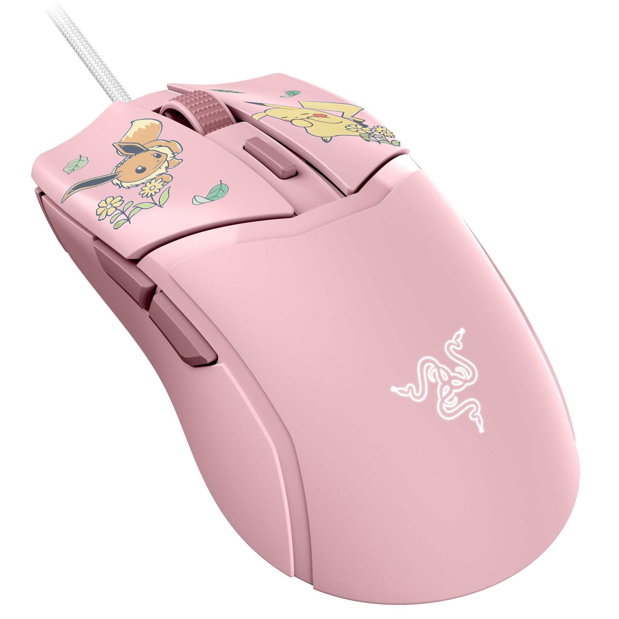 Razer Cobra Pokémon Pikachu & Eevee - Souris de Jeu Filaire légère avec Chroma RGB - 58 g - 8 500 DPI - Câble Speedflex | Édition Pikachu & Évoli