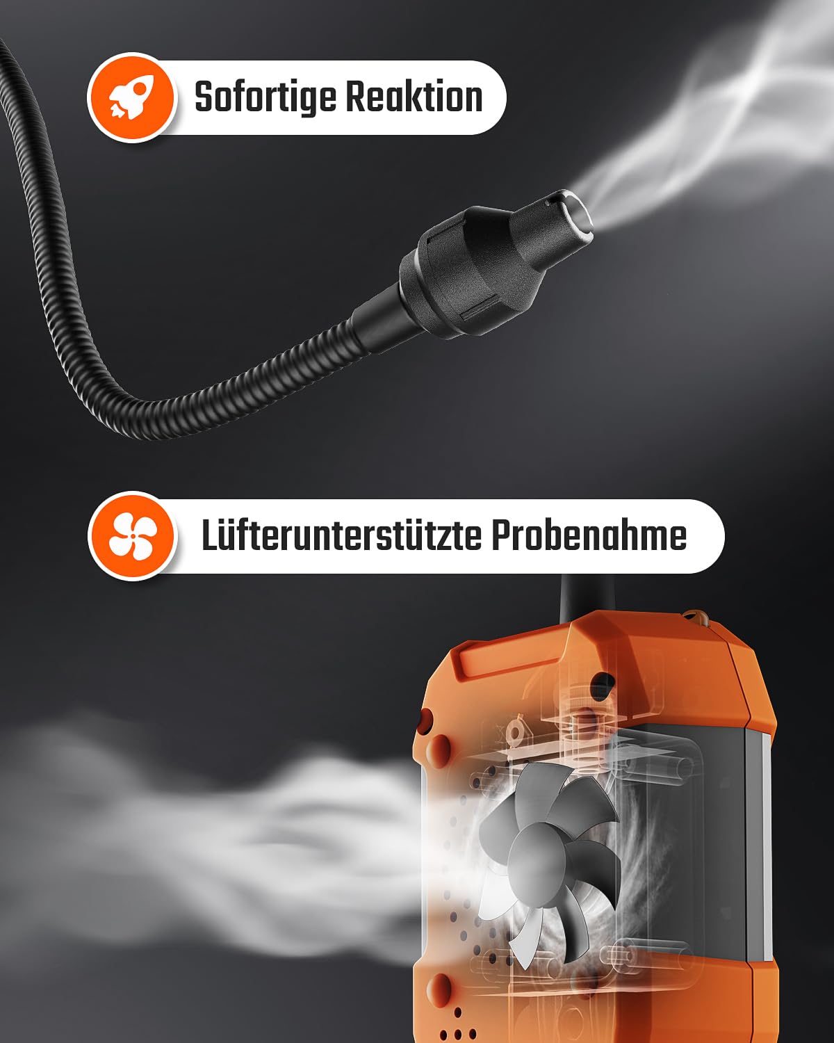 TopTes PT-356 Wiederaufladbarer Gasleckdetektor mit 25 cm Gänsehals, Erfassungsbereich 0-20% LEL, 3-faches Alarmsystem, Gasmelder mit 2 Anzeigemodi für Methan, Butan, für Zuhause oder Industrie
