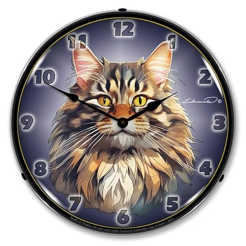 Main Coon Cat LED Lighted Clock