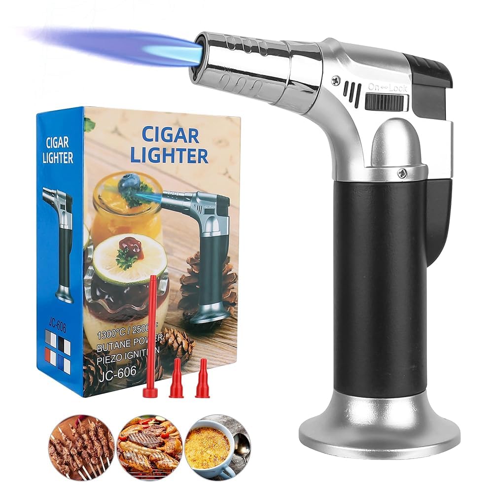 ‎DMJJSD® Butane Torch Kitchen Blow Torch Refillable Butane Torch Lighter Kitchen Blow Torches Gas Torch Blowtorch Gas Burner Flame Thrower for Crème Brulée Grill Brazing (Butane Not Included)
