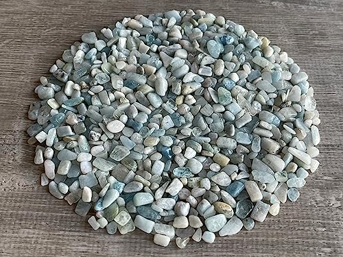 Image of GAF TREASURES 2 oz Lot Natural Aquamarine Semi Tumbled Gemstone Chips, Crushed Mini Crystals, Undrilled Crystal Chips (Aquamarine)