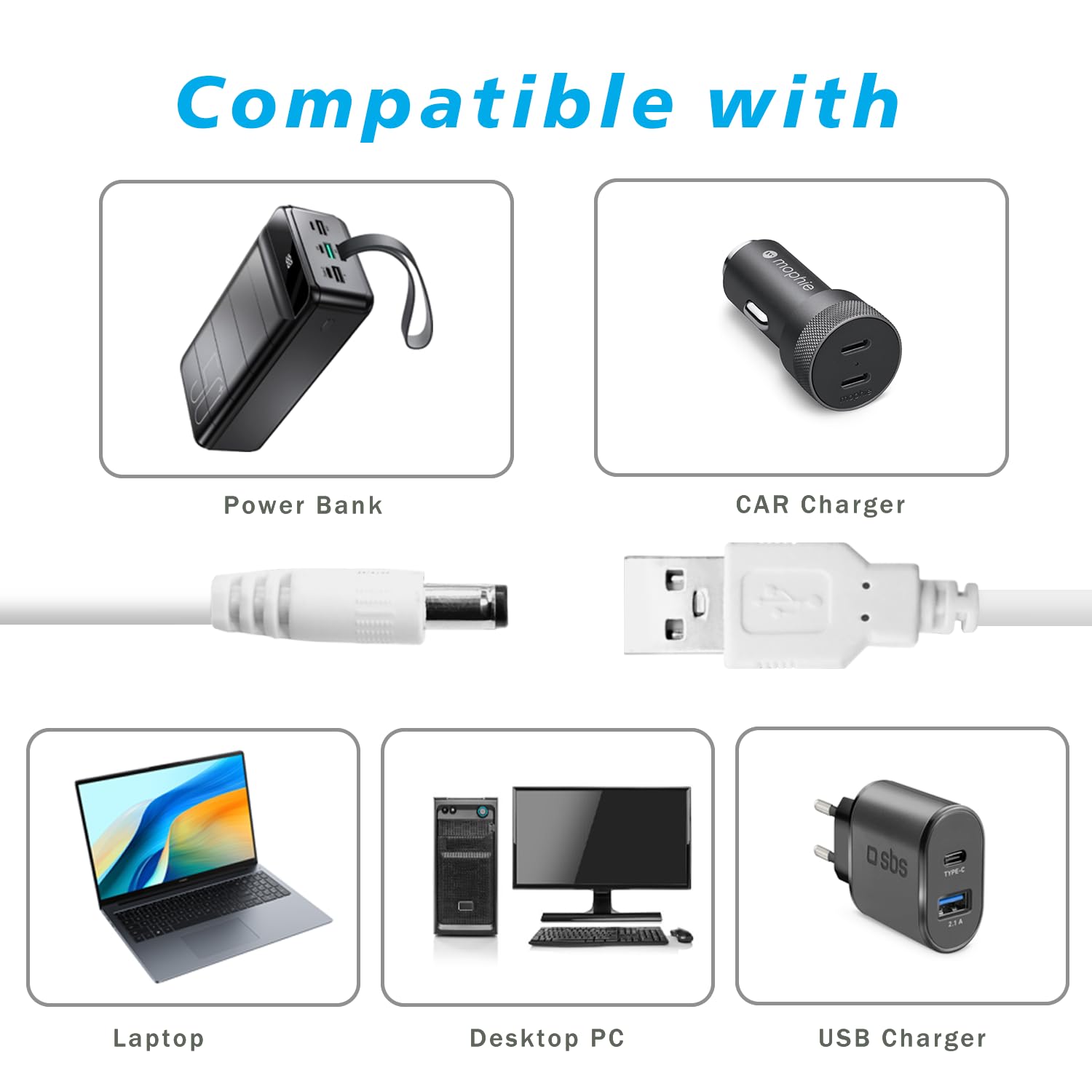 5V USB AC/DC Adapter + Cable For Millon Essentials V4SHARK Massage Gun - Replacement Charger - View #4