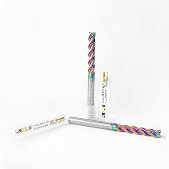 Tools 5/16 Extra Long Carbide Square End Mill for Aluminum, Copper Alloy, Plastic, 4" Overall Length End Mill Bits, 3 Flute HRC 62 Deg DLC Coating, CNC Router Bits 5/16 Shank 5/16-4" 2PCS