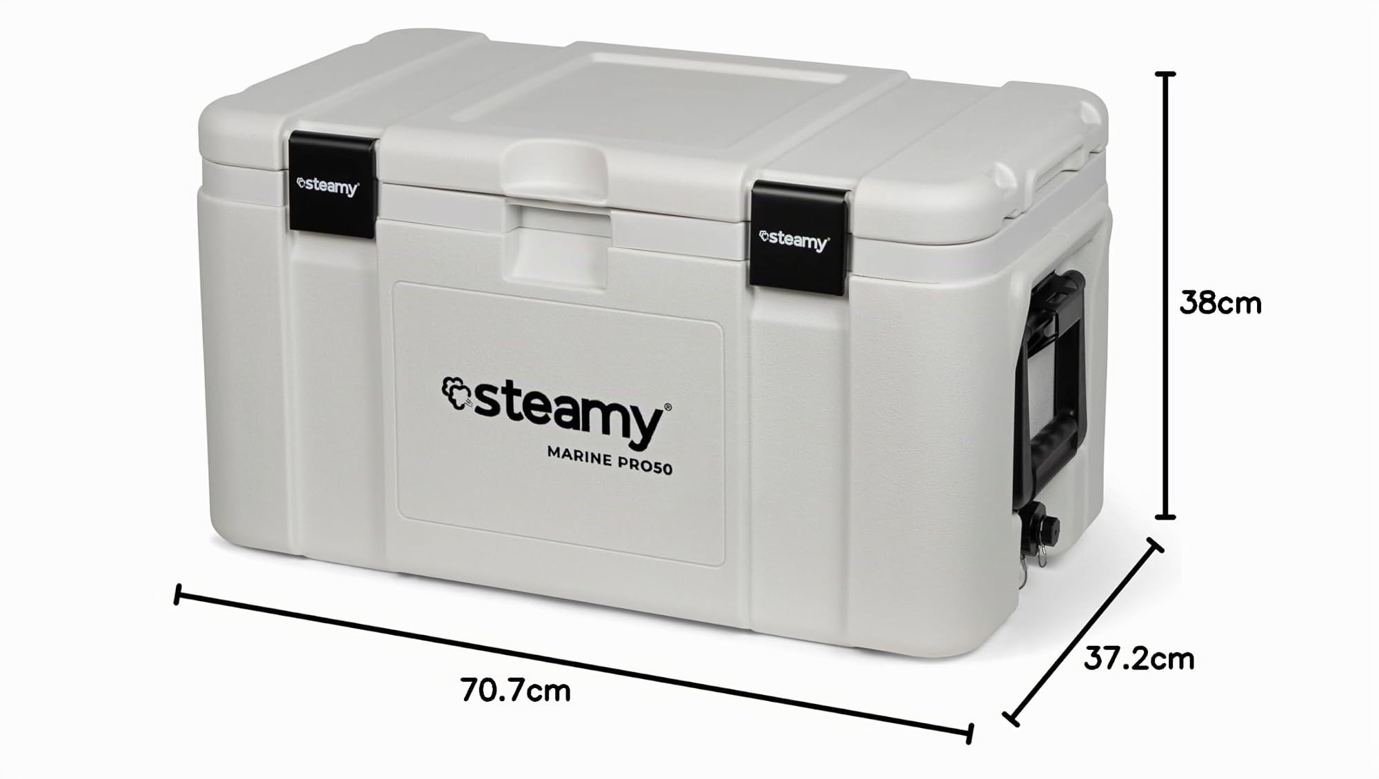 Steamy Marine Pro 50, Glacière spécialement pour Bateaux et Sports Nautiques, 50 litres, Blanc