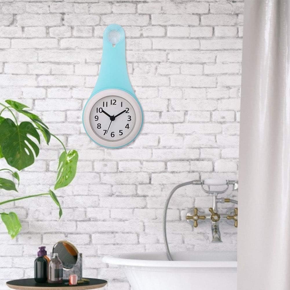 Gavigain Bathroom Clock, Fashionable Waterproof Hanging Kitchen Clock for Home Saunas Office (Blue)