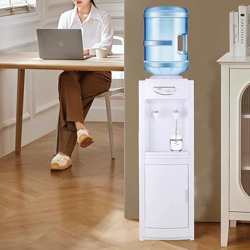 Miniatura 4 de Dispensador de enfriador de agua para botella de 5 galones, dispensador de agua de carga superior caliente y fría, enfriador de pie con bloqueo de