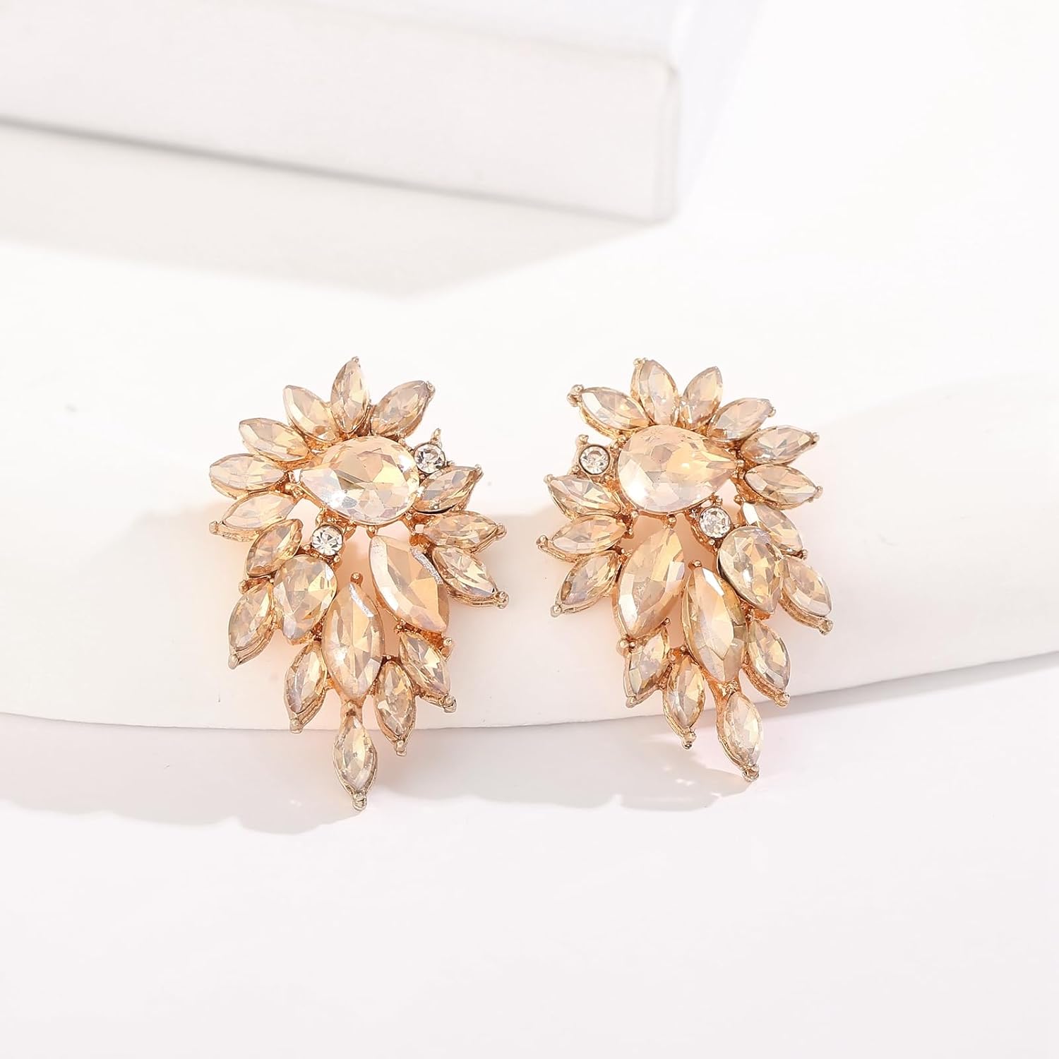 Marquise Sparkly Rhinestone Statement Drop Earrings for Women Vintage Crystal Cluster Earrings for Wedding Jewelry Gift - Image 6