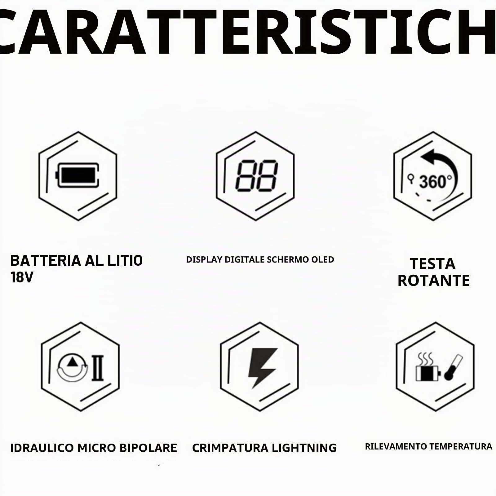 PixCy - Pinza Crimpatrice Idraulica Elettrica 10mm² a 300mm² per Terminali di Cavo - Utensile per Terminali Alimentato a Batteria