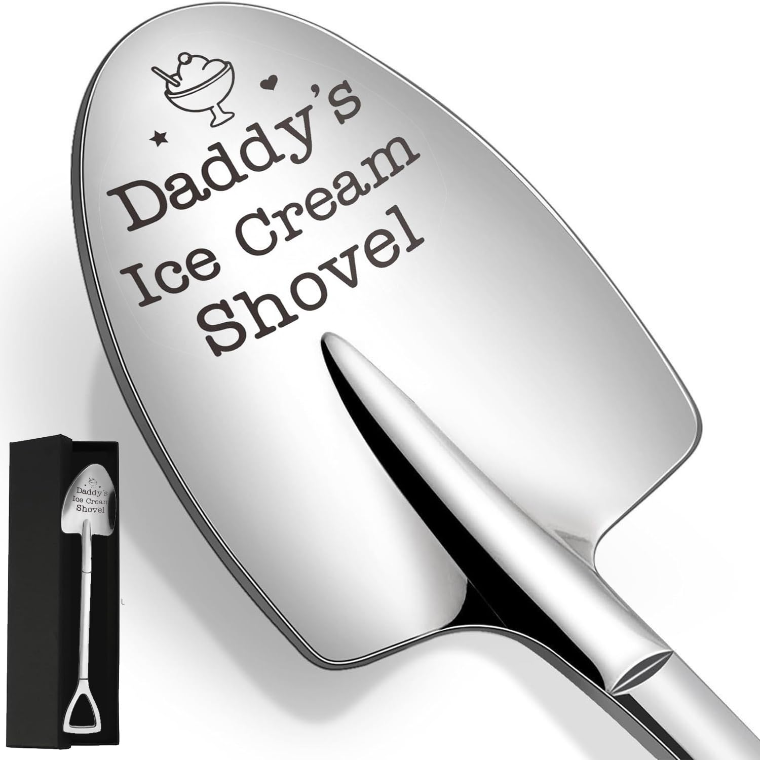 Fathers Day Dad Gifts for Dad Funny Dad's Ice Cream Shovel Spoon Stainless Steel Ice Cream Scoop Daddy Birthday Gifts from Daughter Son with Gift Box Father's Day Kitchen Gift Ideas for Men