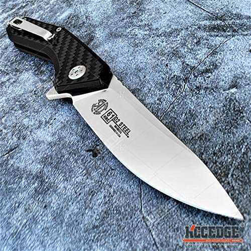 Pocket Knife Camping Accessories Survival Kit 8" Tactical Knife Satin Finish D2 Steel Blade With Ball Bearing System Paired With G10 Handle Scales And Carbon Fiber Hunting Knife Camping Gear 79811 #TOP1