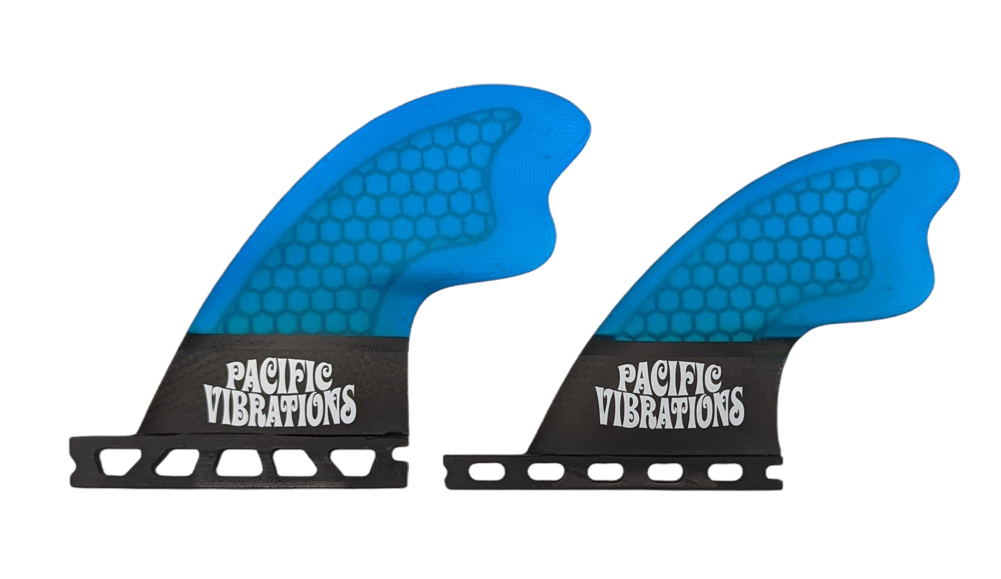 PACIFIC VIBRATIONS Tomo Quad (Fits) Futures Surfboard Fins Honeycomb Core Fiberglass Blue Resin