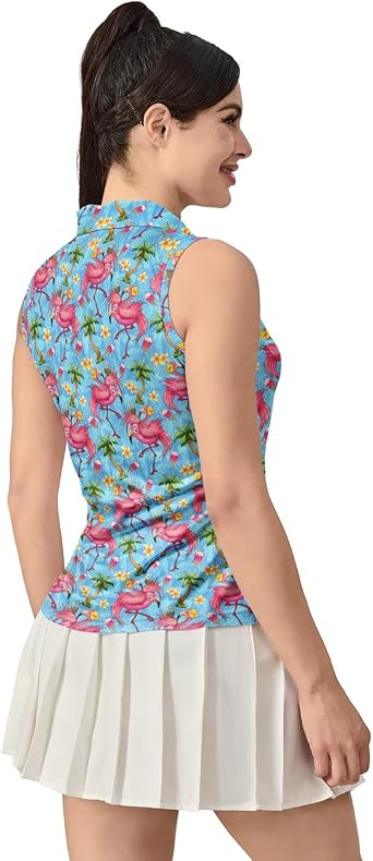 Womens Sleeveless Golf Polo Shirts Moisture Wicking Collared Golf Apparel