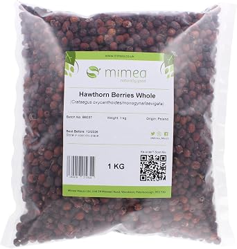 Mimea Hawthorn Berries Whole | 1kg | Quality Ingredients | Traditional Herbal Remedy | Versatile for a Variety of Uses |No Artificial Additives