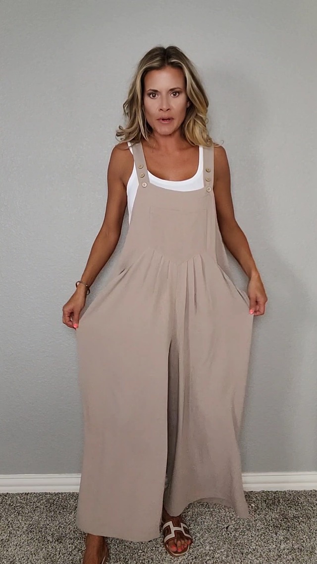 BALAMY Women's Casual Jumpsuit - Loose Fit Wide Leg Overalls With Pockets