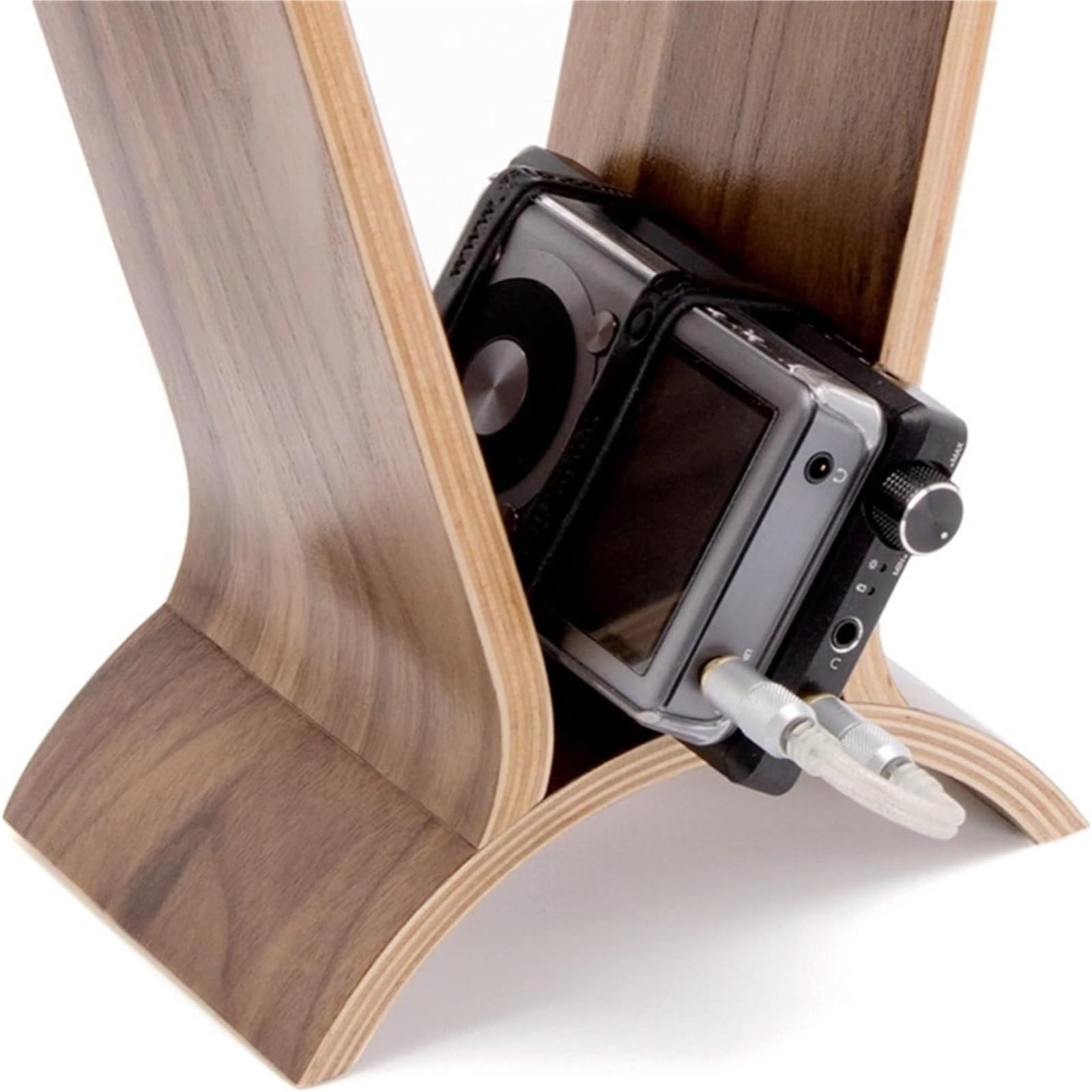 MRKU Supporto per Cuffie, Gancio per Cuffie, Supporto da scrivania in Legno massello di Noce, Display per PC da Gioco