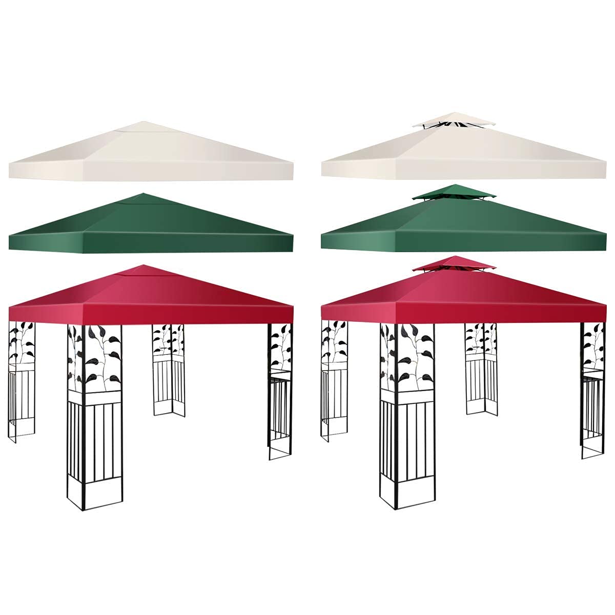 Outsunny vervangend dak 3x3m voor metalen paviljoen, groen, waterdicht