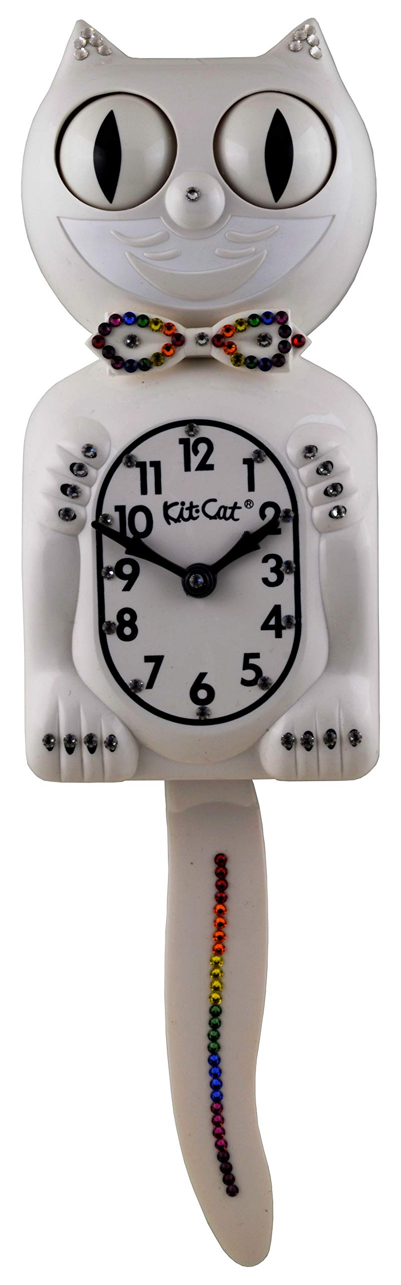 Kit Cat Klock Limited Edition Rainbow White Crystals Jeweled Clock
