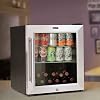 Baridi Mini Tabletop Beer & Drinks Fridge with Lock & Key, Metal Shelves & LED Light 50L, Stainless Steel - DH75 [Energy Class E]