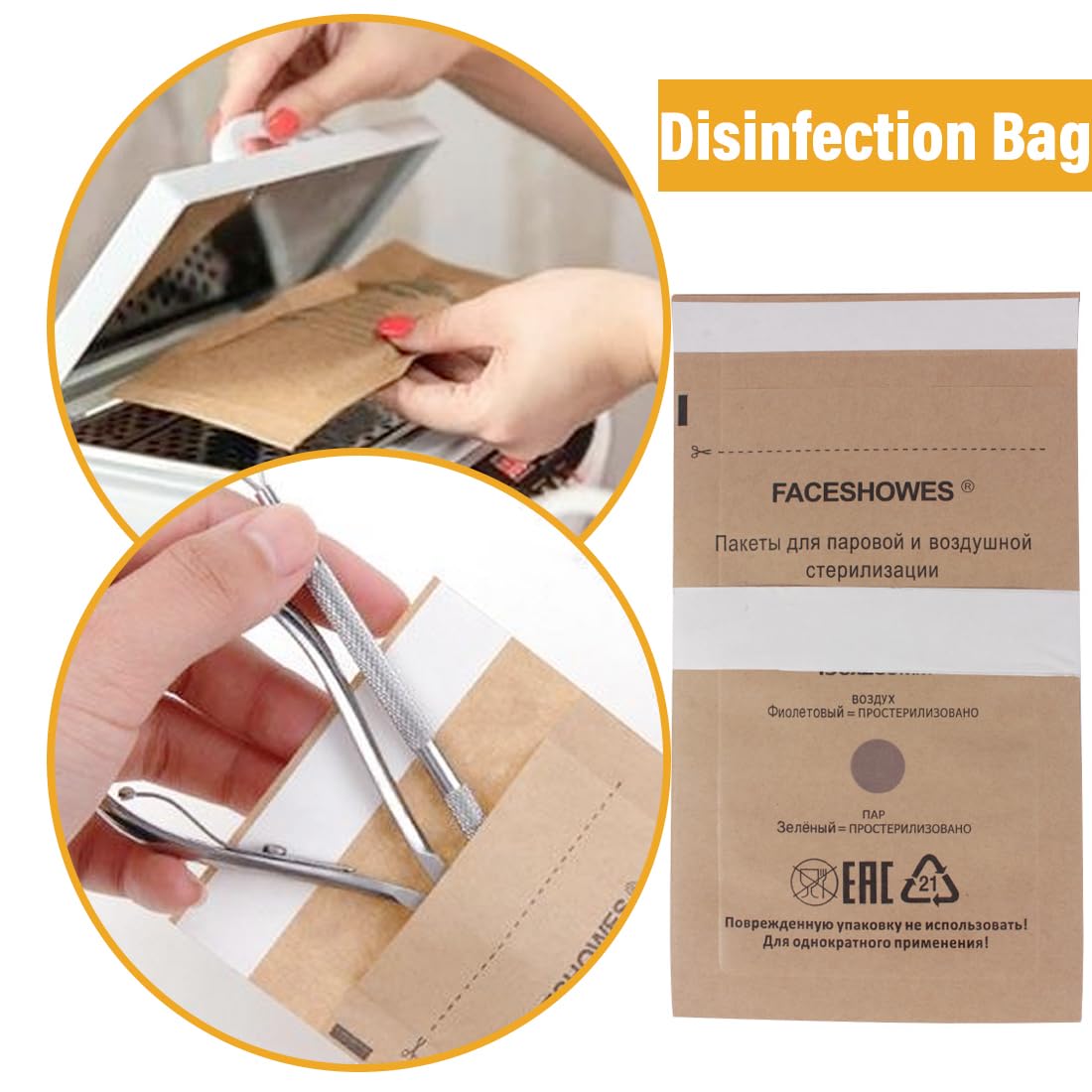 WeddHuis 50 Bolsas de Esterilización Autosellantes 100x200mm para Cosméticos y Herramientas de Manicura