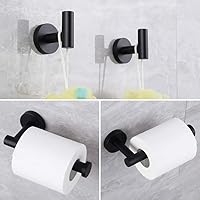 Vista 2 de Kit de accesorios de baño negro mate, juego de accesorios de baño de 3 piezas, acero inoxidable SUS 304 montado en la pared, incluye soporte