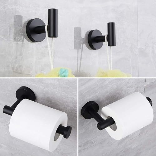 Miniatura 2 de Kit de accesorios de baño negro mate, juego de accesorios de baño de 3 piezas, acero inoxidable SUS 304 montado en la pared, incluye soporte para