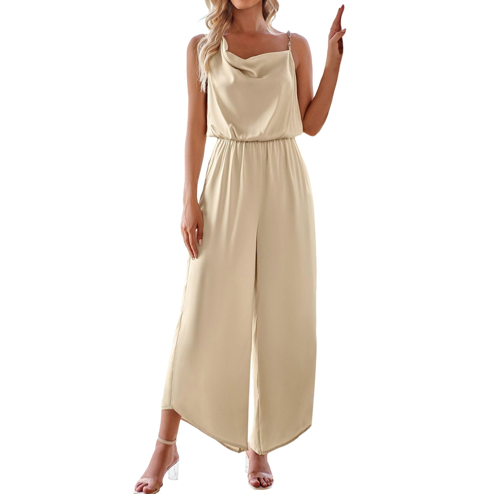 DJYQLCWA Mono Mujer Casual Ajustable Correa Rompers Harem Mujer Casual Moda Mujer Color Sólido Manga Larga Mono Pantalones Pantalones Deporte Mujer