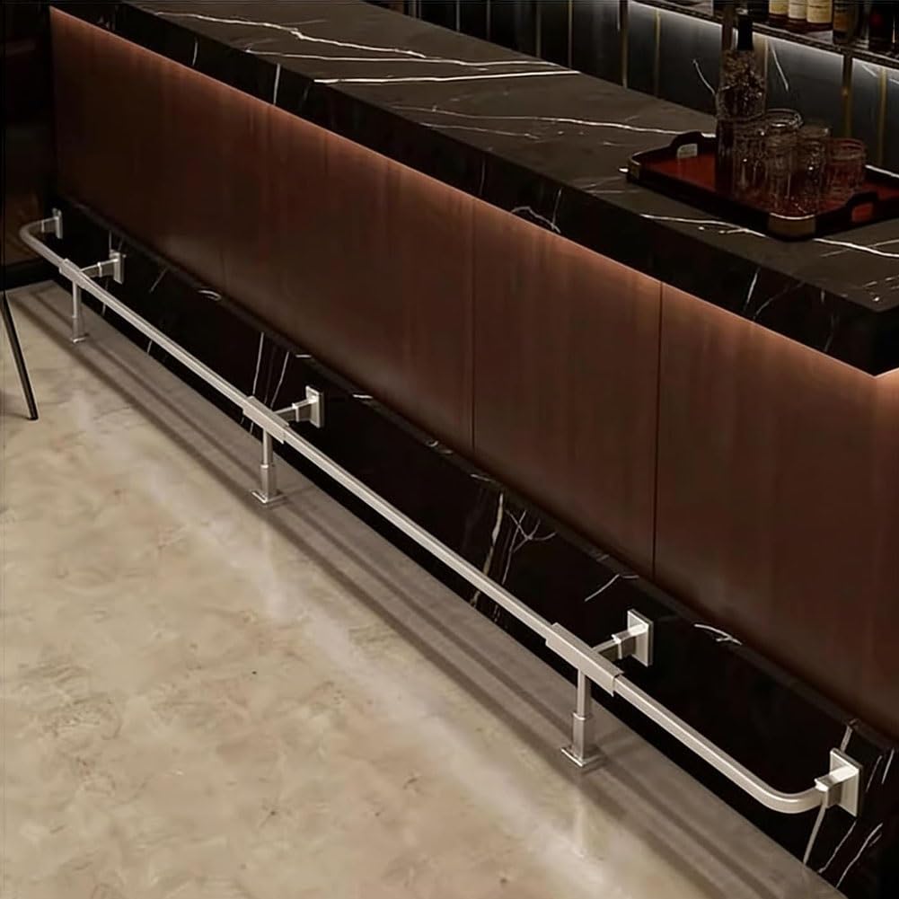 Repose-pieds En Acier Inoxydable Pour Îlot De Cuisine, Supports Sous Plan Et Kit De Montage Solution Complète De Balustrade Pour Tabourets(Silver,5.91ft/1.9m)