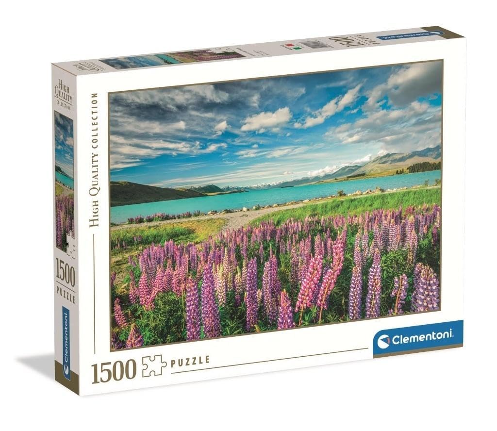 Clementoni Jigsaw Puzzle 1500 pieces, Collection Lupins at Lake Tekapo, Puzzle for Adults 14-99 Years, Made in Italy, 31728
