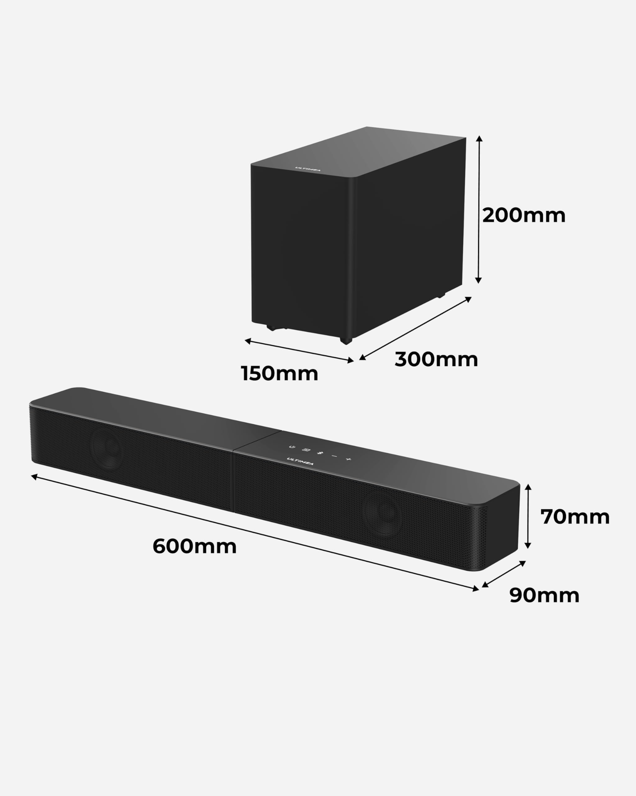 ULTIMEA Soundbar mit kabellosem Subwoofer, VoiceMX & BassMX, Poseidon M30 | App-Steuerung, Bluetooth® 6.0, 2.1ch Soundbar für TV Geräte, Einstellbarer Bass, HDMI, Optisch, 2026