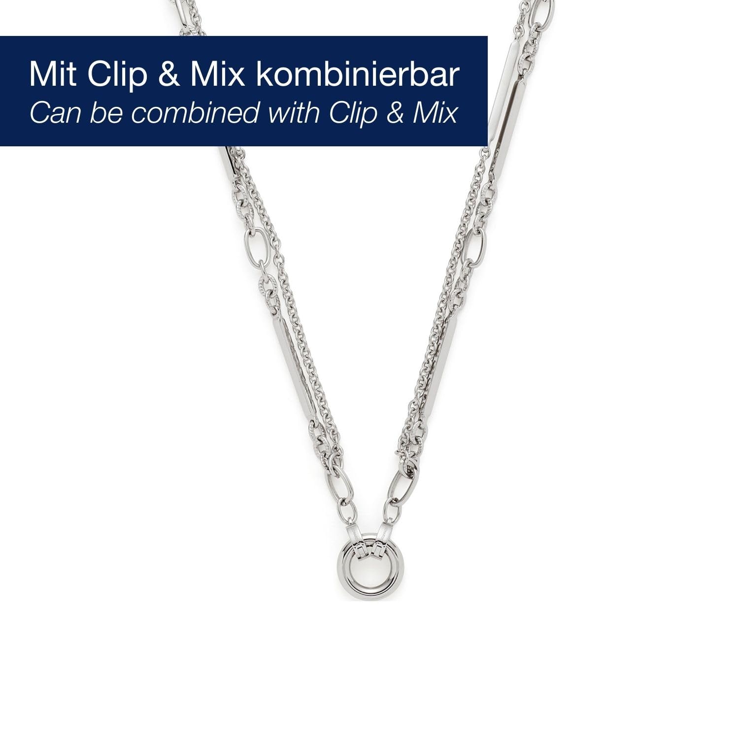 JEWELS BY LEONARDO Halskette Clip & Mix Grace • lange Glieder-Kette aus silberfarbenem Edelstahl • doppelreihige Kette • 80-81,3 cm Länge • Schmuck Geschenk für Frauen • 024932
