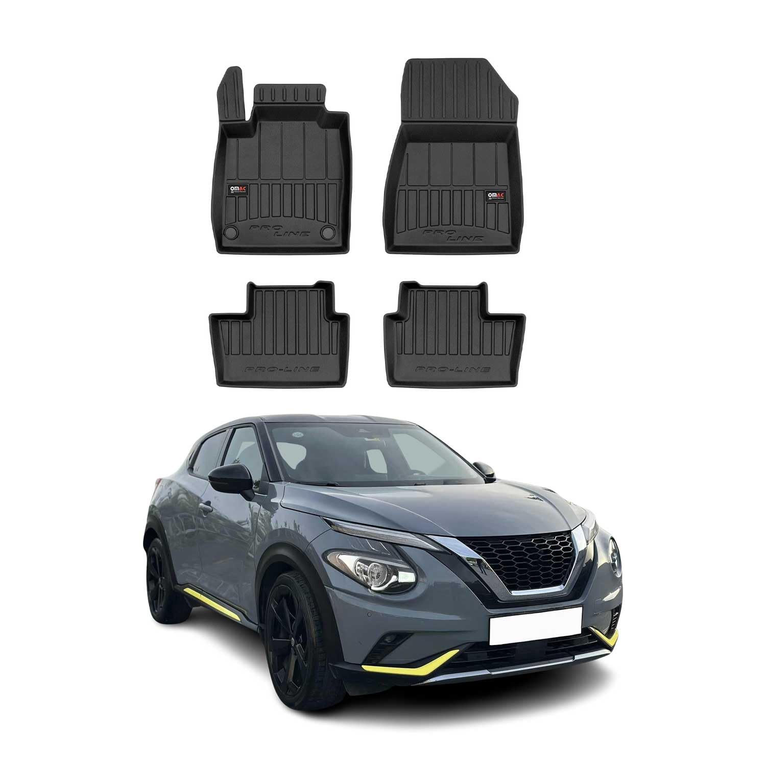 Tapis de Sol 3D TPE Premium Compatible avec Nissan Juke II 2019-2022 | Revêtement de Sol pour Voiture - Intérieur antidérapant - Bords Hauts - Noir