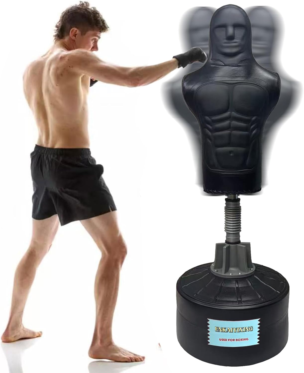 Bob Punching Dummy,Durable Leather Punching Bag with Large Base for Adults & Kids, Freestanding Training Target for Boxing, Taekwondo, MMA, Home Gym