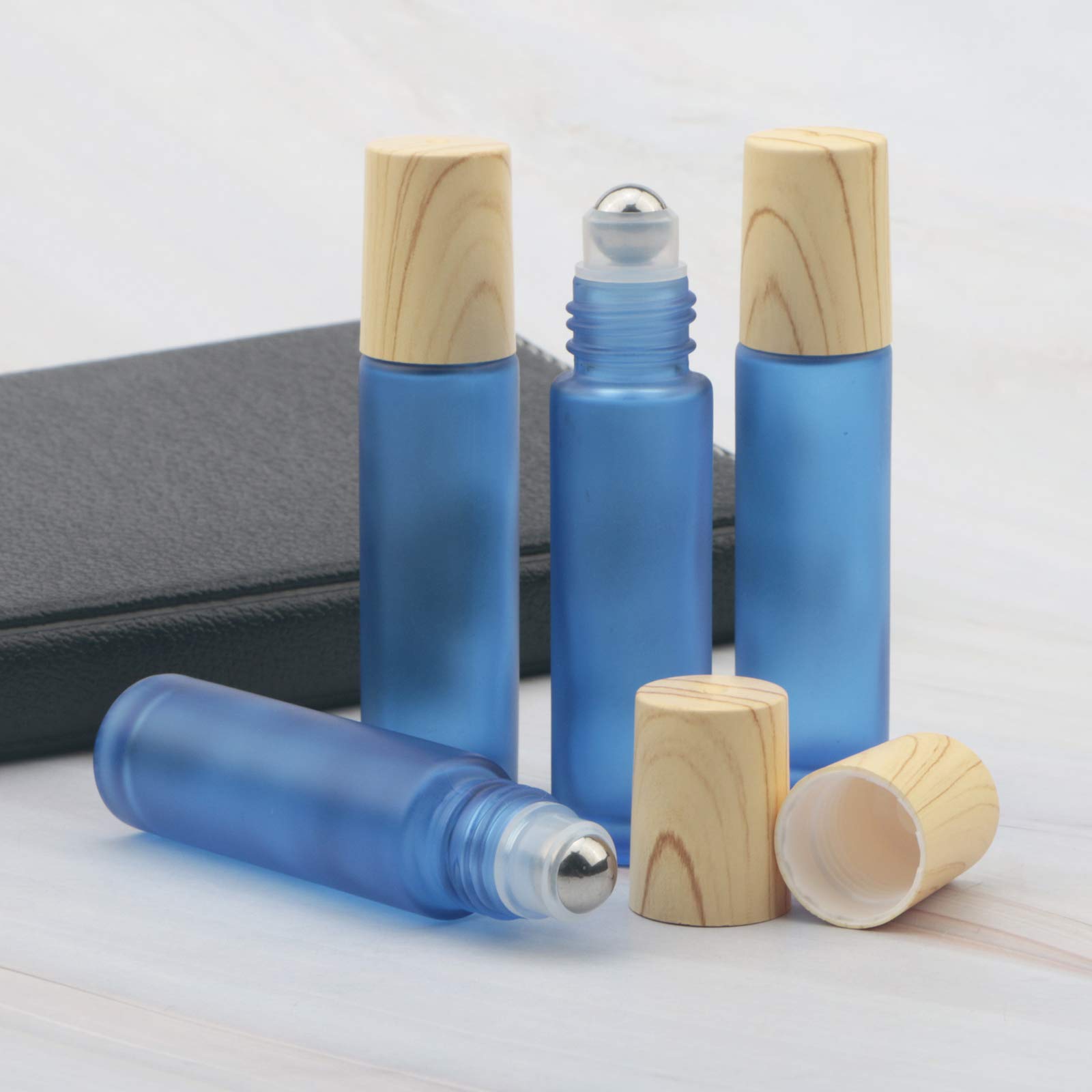 10 Stück Glas-Rollerflaschen Für ätherische Öle – Nachfüllbar, Mit Edelstahlkugel, Blau