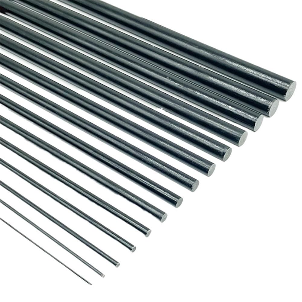 10 sztuk czarnych prętów z włókna szklanego o średnicy 1-11 mm i długości 500 mm, solidnych prętów o wysokiej wytrzymałości(9.0x500mm)