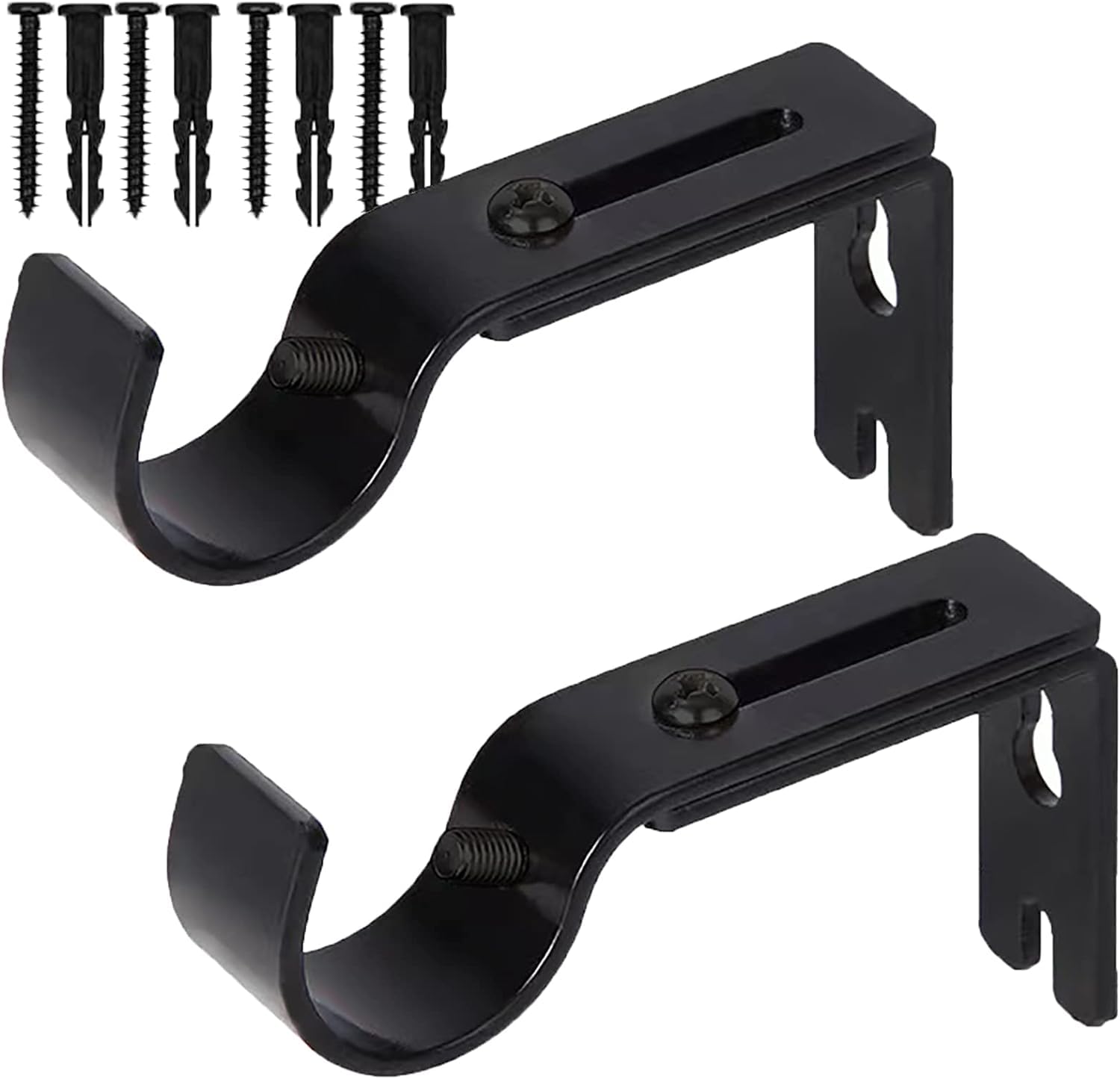Lonimia 2 PCS Adjustable Curtain Rod Wall Bracket Hooks, Top Quality Window Hardware Rod Holders Universal Home Accessories