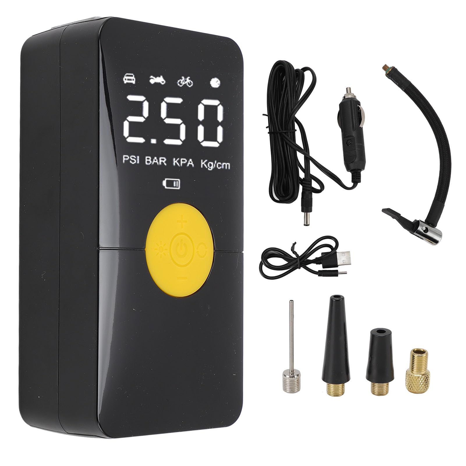 Naroote Pompe à Pneus Portable, Pompe Électrique sans Fil pour Vélo 150 PSI avec Manomètre et Lampe Torche Intégrée, Arrêt Automatique, pour Les Motos, Les Vélos, Les Ballons