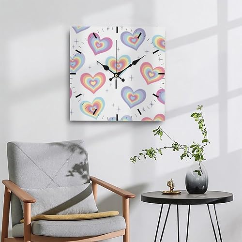 Miniatura 4 de Retro Style 70S Groovy Hearts Colorful Battery Operated Clock Wall Clocks Battery Operated Wall Clock Art Clocks Reloj De Pared para Cuarto for
