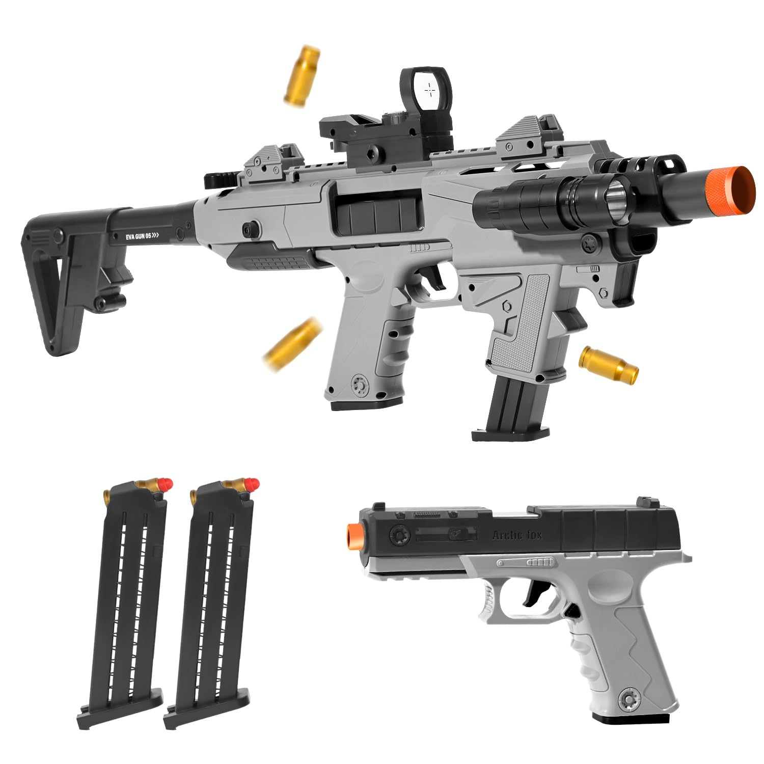 Soft Bullet Toy Gun Blaster, Realistic Toy Dart Hand Gun Soft Bullet Pistol Foam Shell ejecting Blasters, with 2 Clips & 80 Foam Bullets, Gifts for Boys Girls Adults Age 8+
